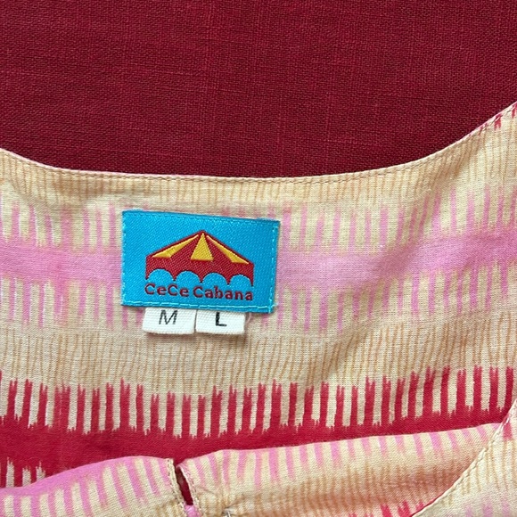 Cece Cabana S M/L Stripped Cotton Long-Sleeve Midi Dress - Picture 9 of 16